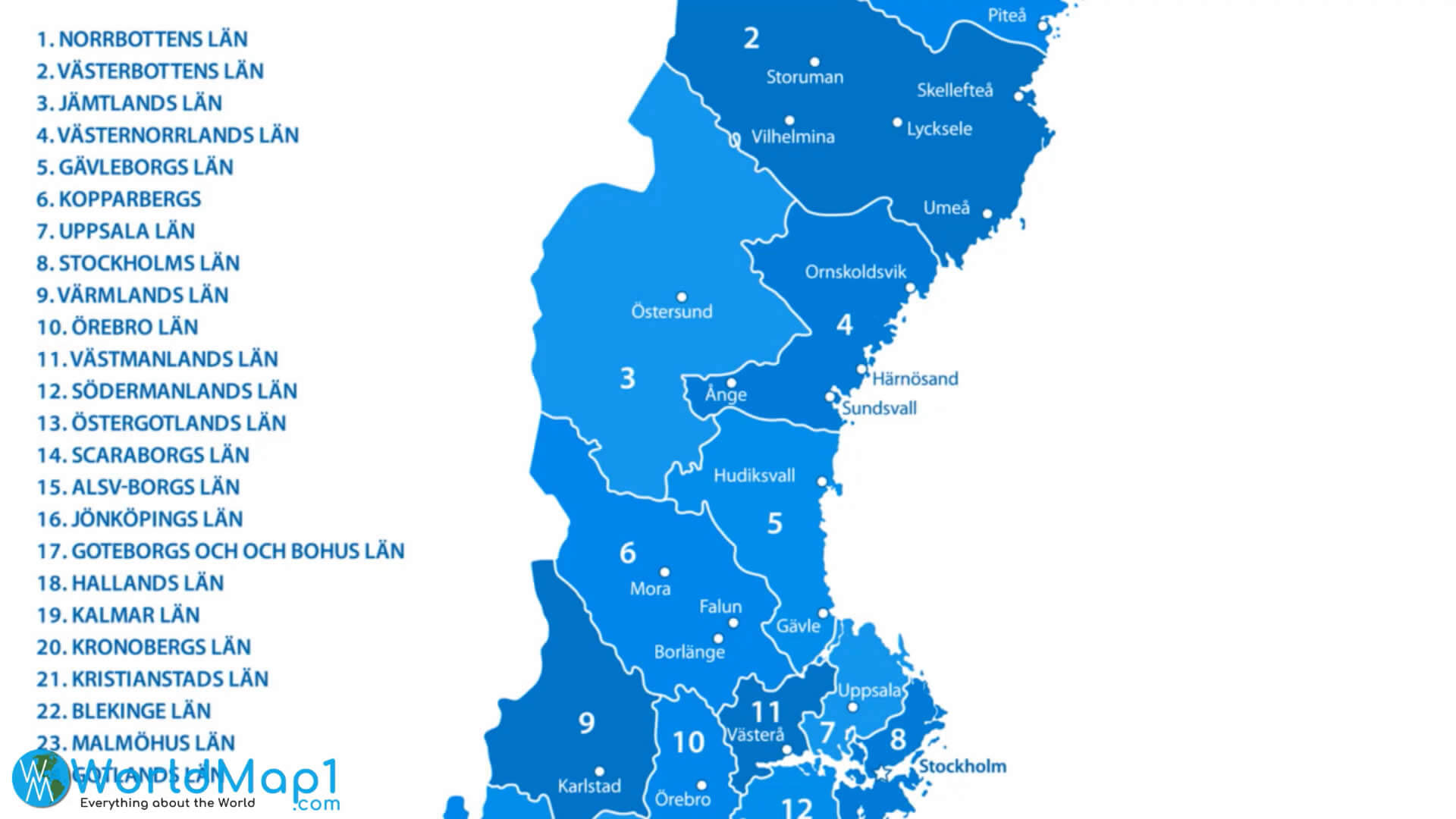 Major Provinces of Sweden Map